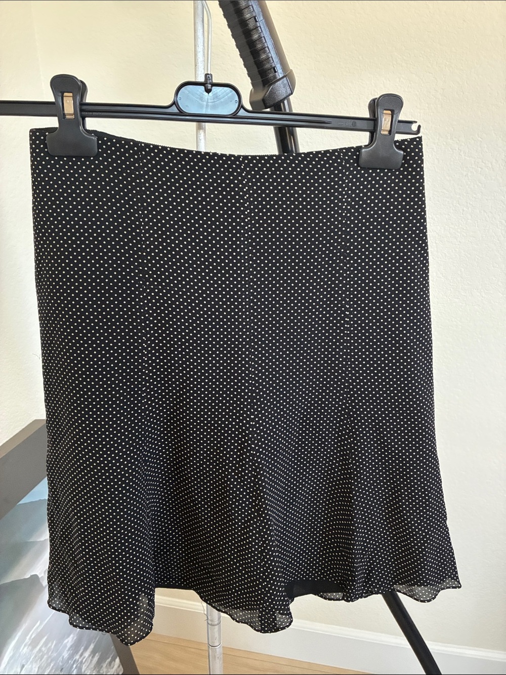 Express Black Polka Dot A-Line Skirt with White Dots
